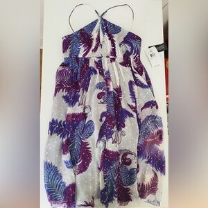 NWT Nicole Miller Purple Silk Halter A-Line Boho Midi Dress Womens Size 8